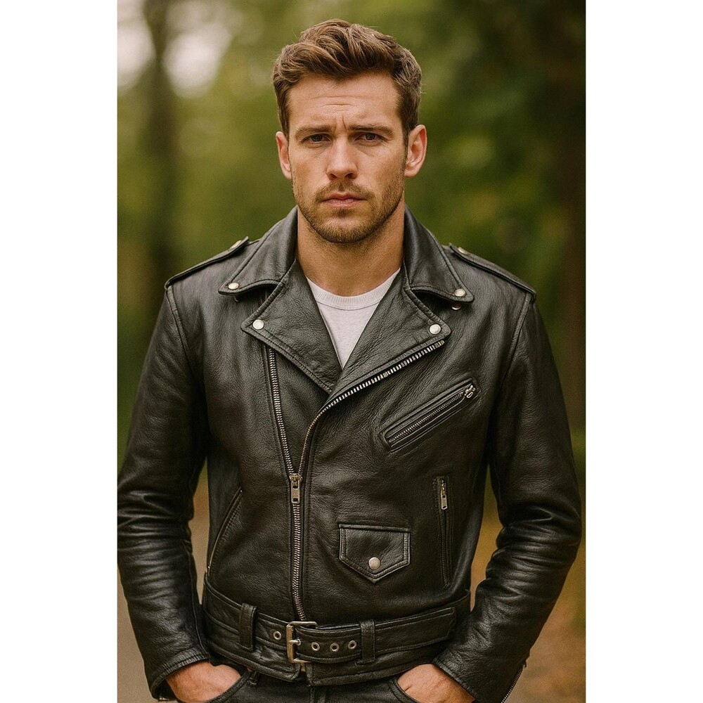 Vintage 80s Leather Moto Jacket: Mens Size 48, Unisex Biker Style